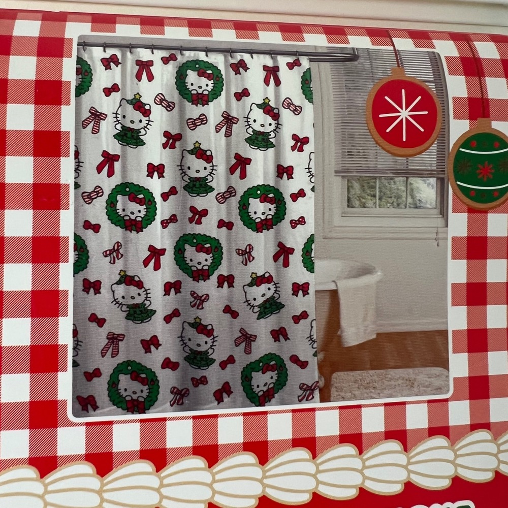 Hello Kitty Christmas Shower Curtain 72 x 72" NWT